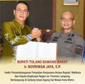 Bupati Tubaba Hadiri Penandatanganan Perjanjian Kerja Sama Penguatan Tata Kelola Dana Desa se-Provinsi Lampung